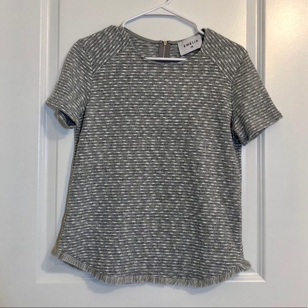 Emelia striped gray and white top